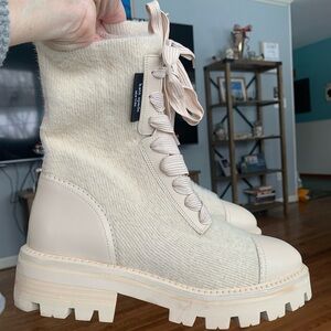 kate spade Cream Lace Up Boots
